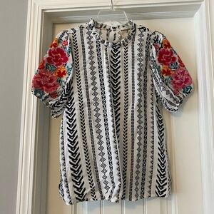 Tribal/Floral Embroidered Top
